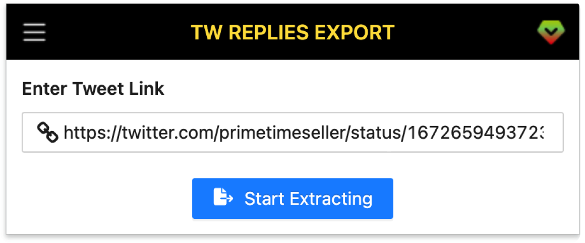 Twitter Replies Exporter Screenshot